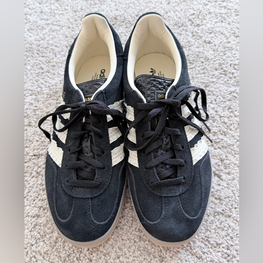 Adidas Women's Black Sneakers with White Stripes